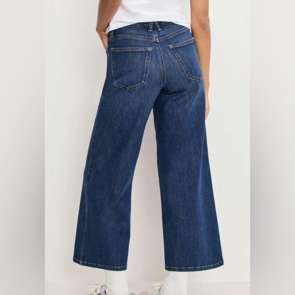 Good American Dark Blue Wide Leg Flare Jeans